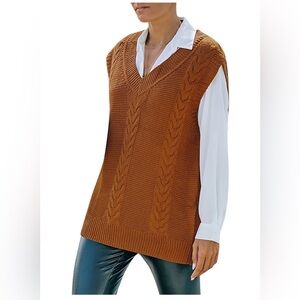 Kedera V Neck Sweater Vest Sz Medium Brown EUC